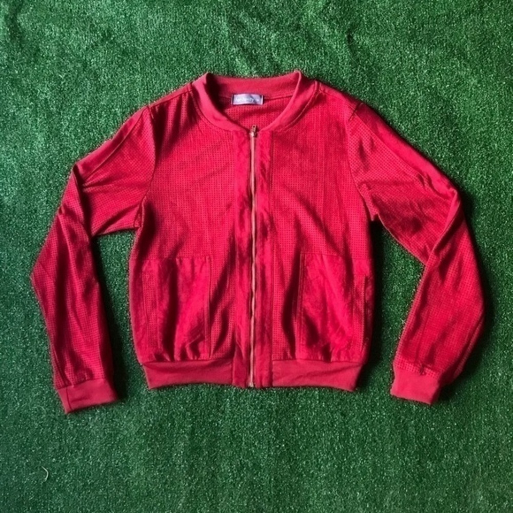 Fortuity Red Suede-like Zip Up Jacket